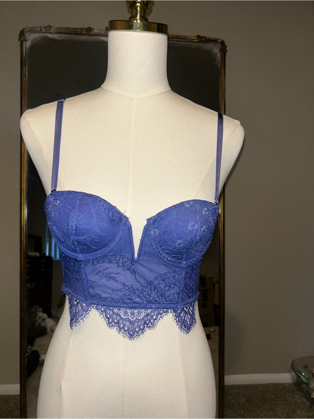 Victoria's Secret Lace Longline Bralette in Periwinkle Blue